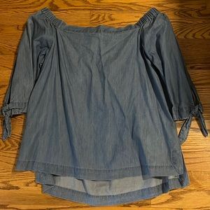 Loft Off the Shoulder Denim Shirt. Size Medium